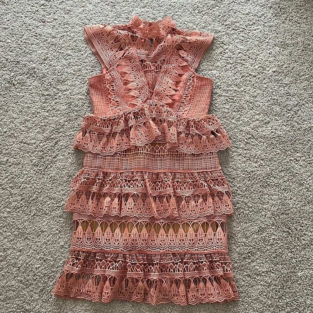 Formal Cocktail Dress with embroidery pink size M